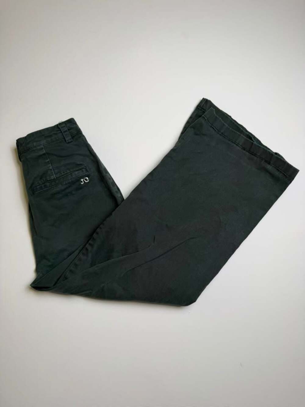 JO WEST Dark Green High Waist Wide-Leg Cotton Denim Trouser Pants Size XS